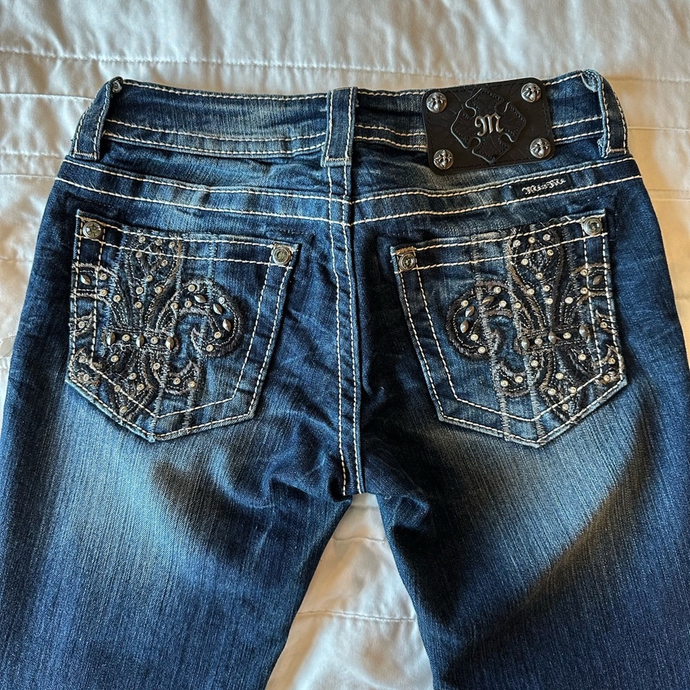 Miss Me Women's Dark Blue Skinny Jeans with Embellished Pockets